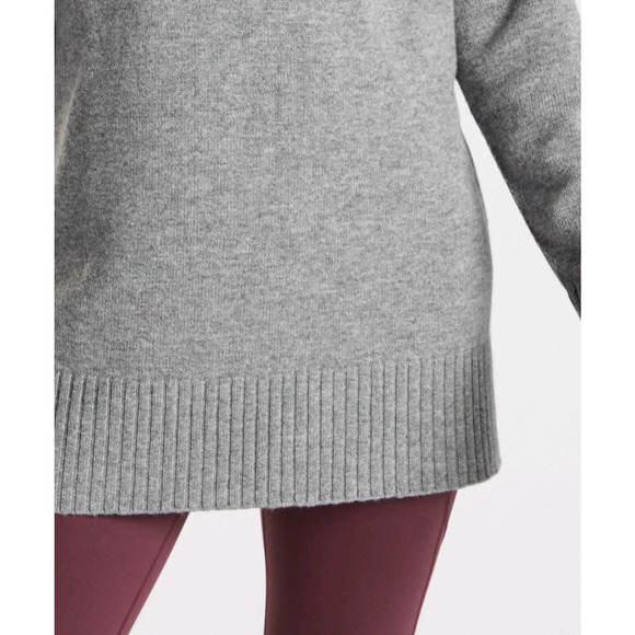 Athleta Cashmere Wool Sweater Womens M V-Neck Tunic Gray 500937 Quiet Luxury NEW - Picture 3 of 15
